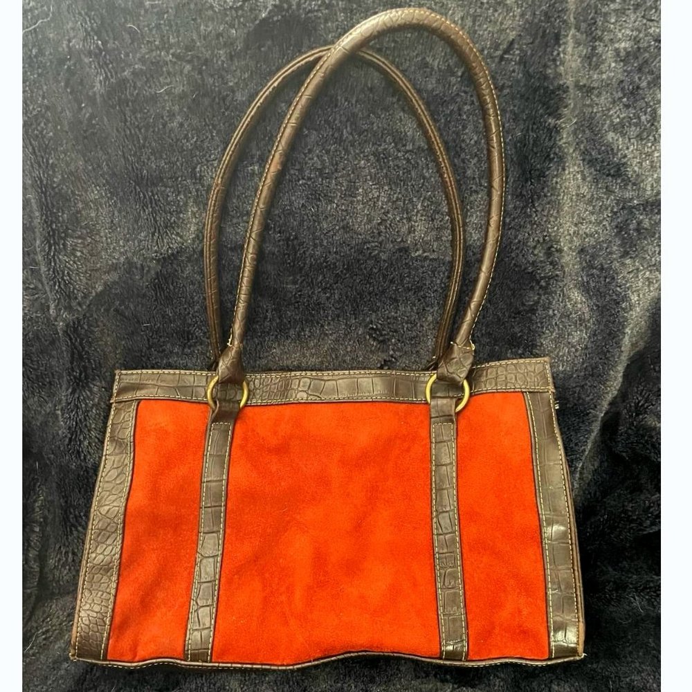 Vintage Suede Purse / Handbag, Burnt Orange